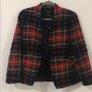 Jcrew plaid collar-less blazer